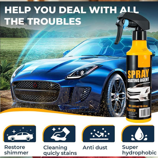 3‑in‑1 SiO₂ Ceramic Quick Coat Spray – Waterless Wash, Streak‑Free Gloss & Rain‑Beading Shield