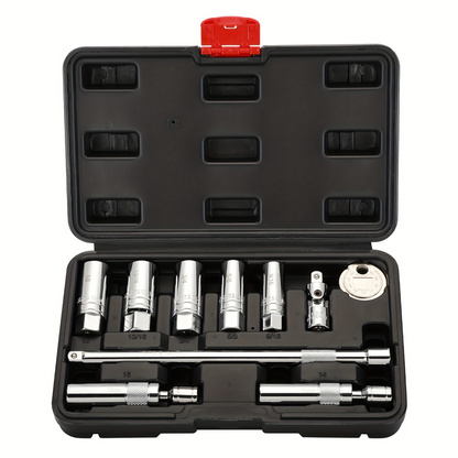 🔧🧲 50% OFF! 10-Piece Magnetic Swivel Spark Plug Socket Set – 360° Access, Strong Magnet & CR-V Steel for All Vehicles