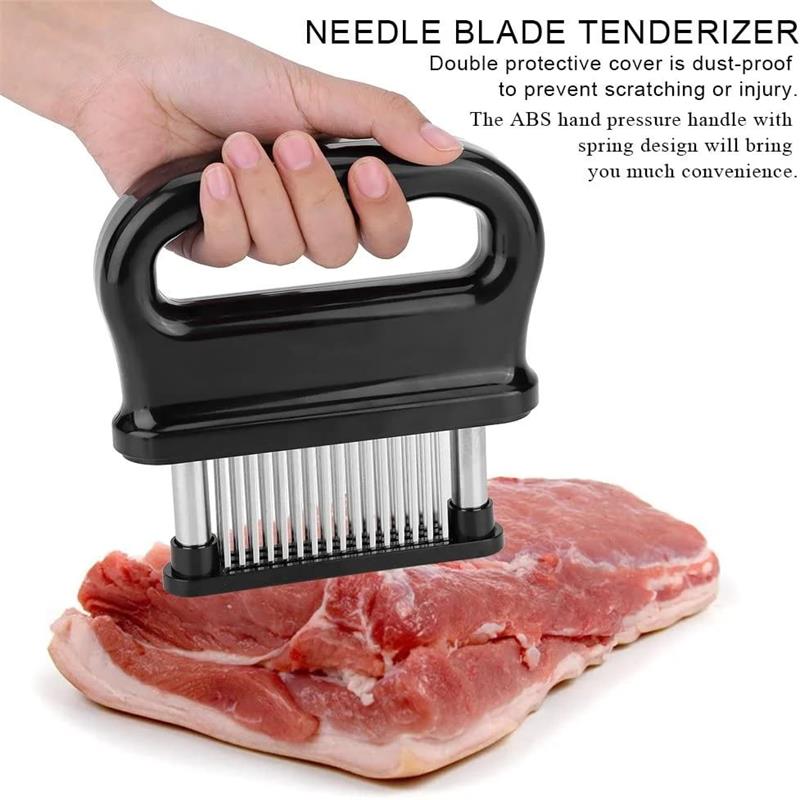 📢 50% OFF!! 🎉 Meat Tenderizer with 48 Stainless Steel Blades – Tenderize in Seconds, Dishwasher-Safe & Safe Storage Cover Included! 🔪