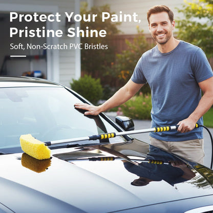 🚗 Extendable Car Wash Brush – 60" Long Handle, 360° Clean! ✨ Reach higher, scrub smarter – gentle on paint, tough on dirt! 🧼💦