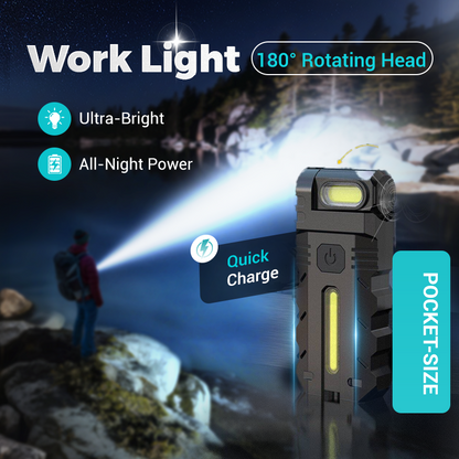 💎 50% OFF! 💎 180° Rotating Head LED Work Light – Dual Beam, Magnetic Base & USB-C Rechargeable