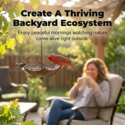 Hanging Umbrella Bird Feeder & Bath
