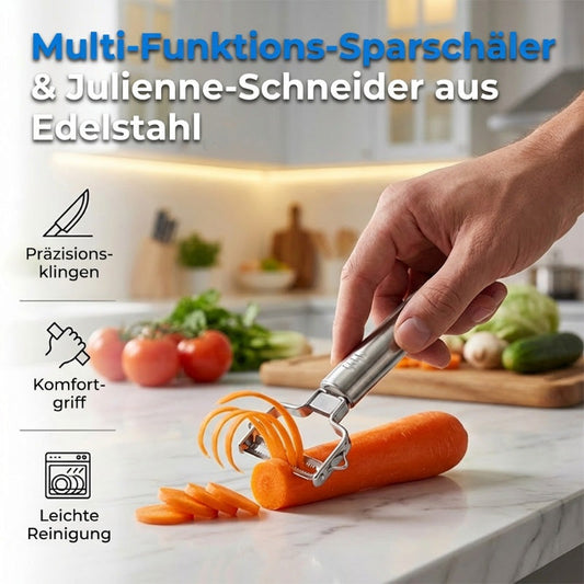 Multi-Funktions-Sparschäler & Julienne-Schneider aus Edelstahl